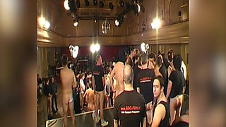 Brunette Slut Gets Gangbanged and Covered in Cum at Ggg