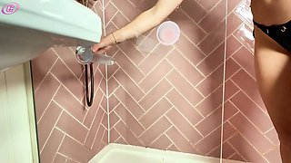 FILLS HER SHOWER WITH DILDOS...