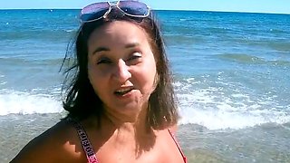 Sexy MILF's Orgasmic Shower After Beach Blowjob