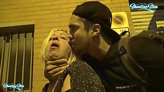 Busty curvy milf Shooting Star gets fucked on the streets of Barcelona and gets a facial