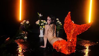 Brunette amateur babe strips off and masturbates