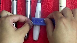 Japanese Wife Cervix insertion objects 2 vibrators and chain