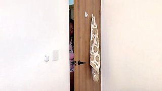 Busty Stepmom Catches Step Son Stroking and Helps Him Cum