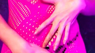 Passionate redhead explores intense sensual neon pleasures
