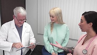 Astonishing blonde MILF with giant tits gets banged by the doctor
