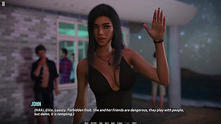 Dominos Beach 25 - Christie's Striptease for John in Front of Nikki & Scarlett While He Presses Her Boobs