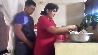 Fucking the Maid in the Kitchen When My Wife Is in the Living Room