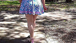 Jamdown26_da0603 - Hot Sexy BBW Walking Outdoors in the Park Wearing Mini Dress and Heels