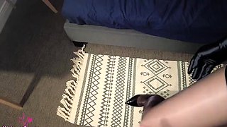 MioLovesGlove - Silky Long Black Gloves and Glossy Pantyhose