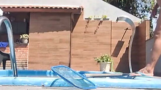 At My Friend's House, Tidying up the Pool Area, Chatting Dirty and Showing off
