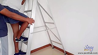Sri Lankan - Step Sister Told Me To Hold Ladder - Ends With Fuck &amp; Squirting Orgasm - Sexybrownis