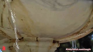 Blond hair babe loves public nudity and bondage