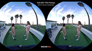 Nude Golf 2; Hot Babe MFF Threesome HD VR - SexLikeReal