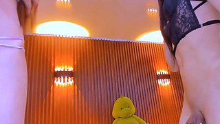Horny Trans duo jerks and sucks throbbing cocks