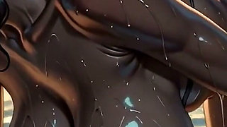 Stressed Boss Gets His Cock Wet in the Sunset Infinity Pool with Ebony Bikini Babe [ai Generated]