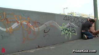 Public European Babe Bound Naked