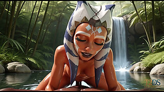 Ahsoka Tano got caught bathing and was fucked in the lake.