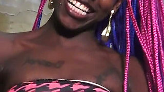 Ebony Teen Pearl Teasing with Dildo and Chocolate