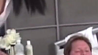 Young Asian Nurse Rides Patient Hard for Messy Facial