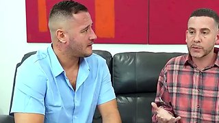 Two bearded fellows share a taboo moment together