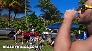 Reality kings - cheerleader kait’s uproarious outdoor party turns horny with pussy have fun and naughty riding
