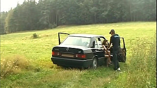 Mature Brunette Devours Cock in Wild Outdoor Group Bang