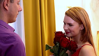 Redheaded vixen Katarina Rina gets pounded from behind in a steamy doggy style session