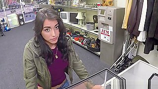 Sexy and indespaired Brunette fucked the pawnshop owner