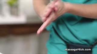 Spicy masseuse rimming busty client
