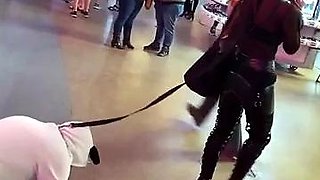 PLATINUM'S PATHETIC PET PUBLIC MUTT CRAWL FemDom