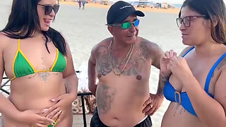 Beach Seller in a Salty Package Eats the Two Hot Girls in Exchange Left Happy