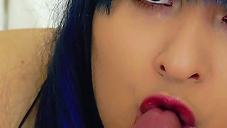 Colored Haired MILF Sucks Date's Cock