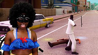 Gta vice city, beautiful ebony girl, playing video games