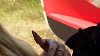 Altgirl Got in the Car and Started Sucking Dick and Sitting on It with Her Wankers