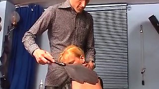 Big boobed German slut gets a facial after hard ass spanking action