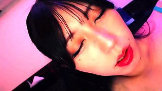 Skinny shemale takes a cock in her mouth for a hot blowjob
