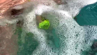 Artemisia Love Flashing Her Perfect Big Tits Underwater and Smoking a Cigarette