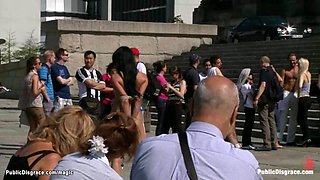 Super hot Euro babe walking bound