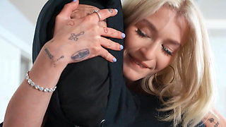 Fetish hardcore threesome with petite blonde Emma Rosie