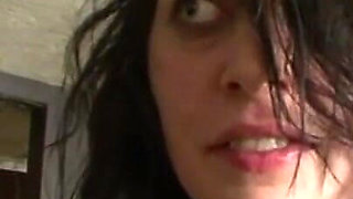 Humiliating big boobs pinching dildo penetrate