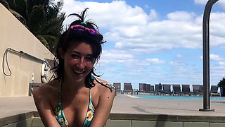 Amateur brunette Michelle with small tit