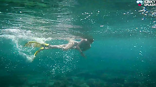 Underwater Beach Flasher - Bikini, Long Fins & Naughty Ocean Tease