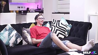 MILF AF - Brunette MILF Josephine James Rides Hard on Black Couch