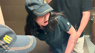 Risky restroom romp with a McDonald's worker after a Fanta mishap - Eva Soda