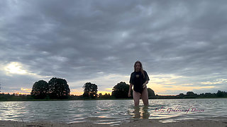 Showing My Body and Having Fun Saying Things in the Evening in an Empty Lake