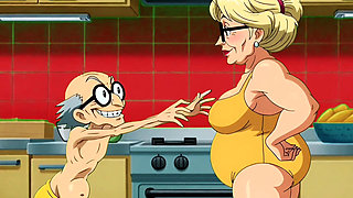 Hentai Granny Gets Double Hot Love for Breakfast