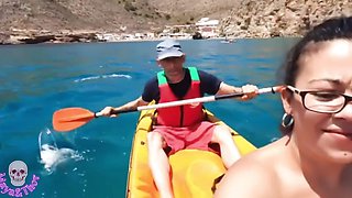 Horny Kayaking with a Follower Masturbate on the Beach