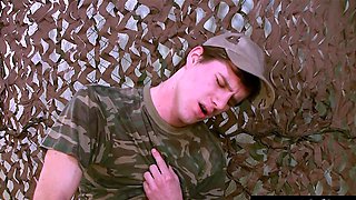 Military Gay Twinks Deep Blowjob and Bareback Fuck