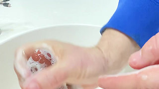 Crossdresser Cleans off Dildo She Just Got Fucked with and the Plays with Her Feet on Foot Fetish