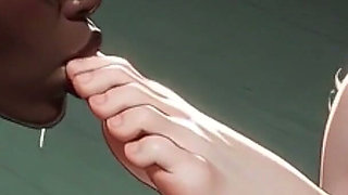 Blonde Queen Foot Domination - Ebony Slave Passionately Sucking Her Feet